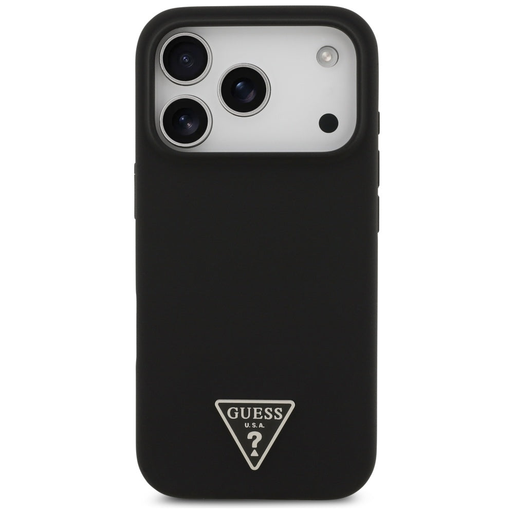 Husa pentru iPhone 17 Pro Max - Guess Silicone Triangle Logo MagSafe (GUHMP17XSCTRLMK) - Black