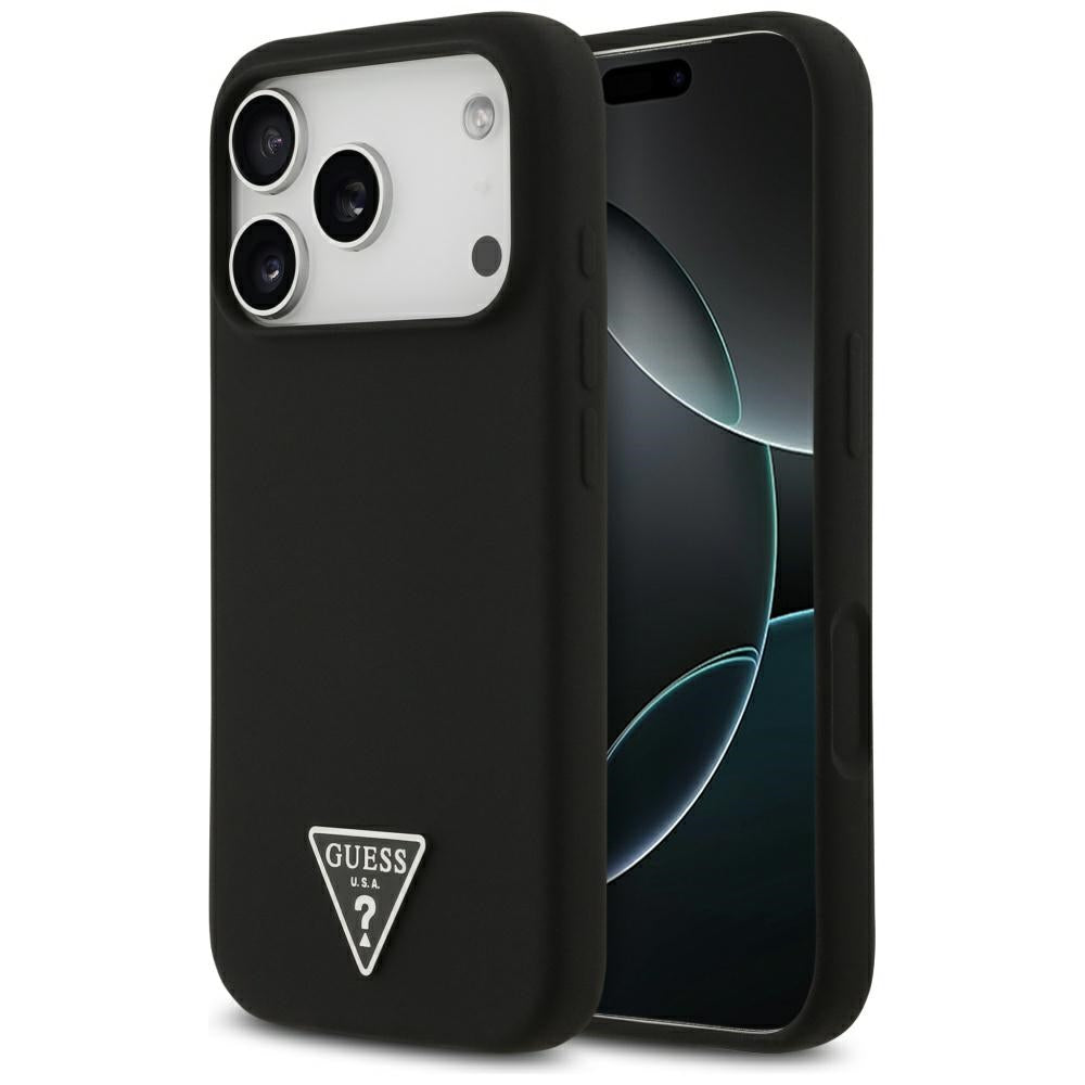 Husa pentru iPhone 17 Pro Max - Guess Silicone Triangle Logo MagSafe (GUHMP17XSCTRLMK) - Black