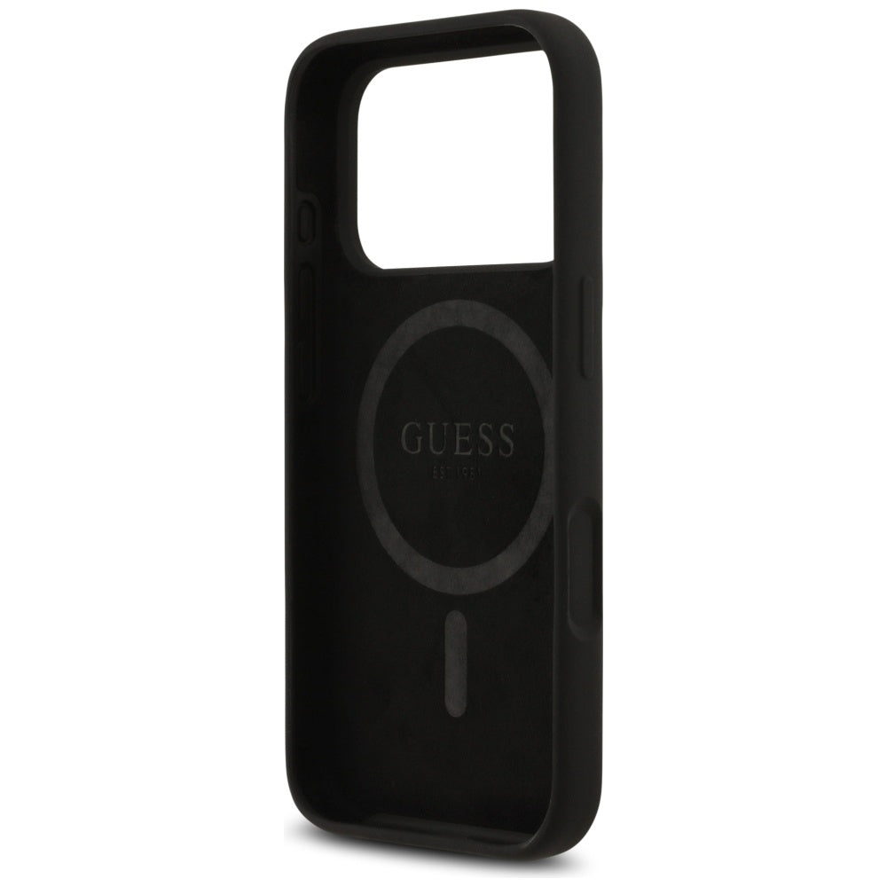 Husa pentru iPhone 17 Pro - Guess Silicone Triangle Logo MagSafe (GUHMP17LSCTRLMK) - Black