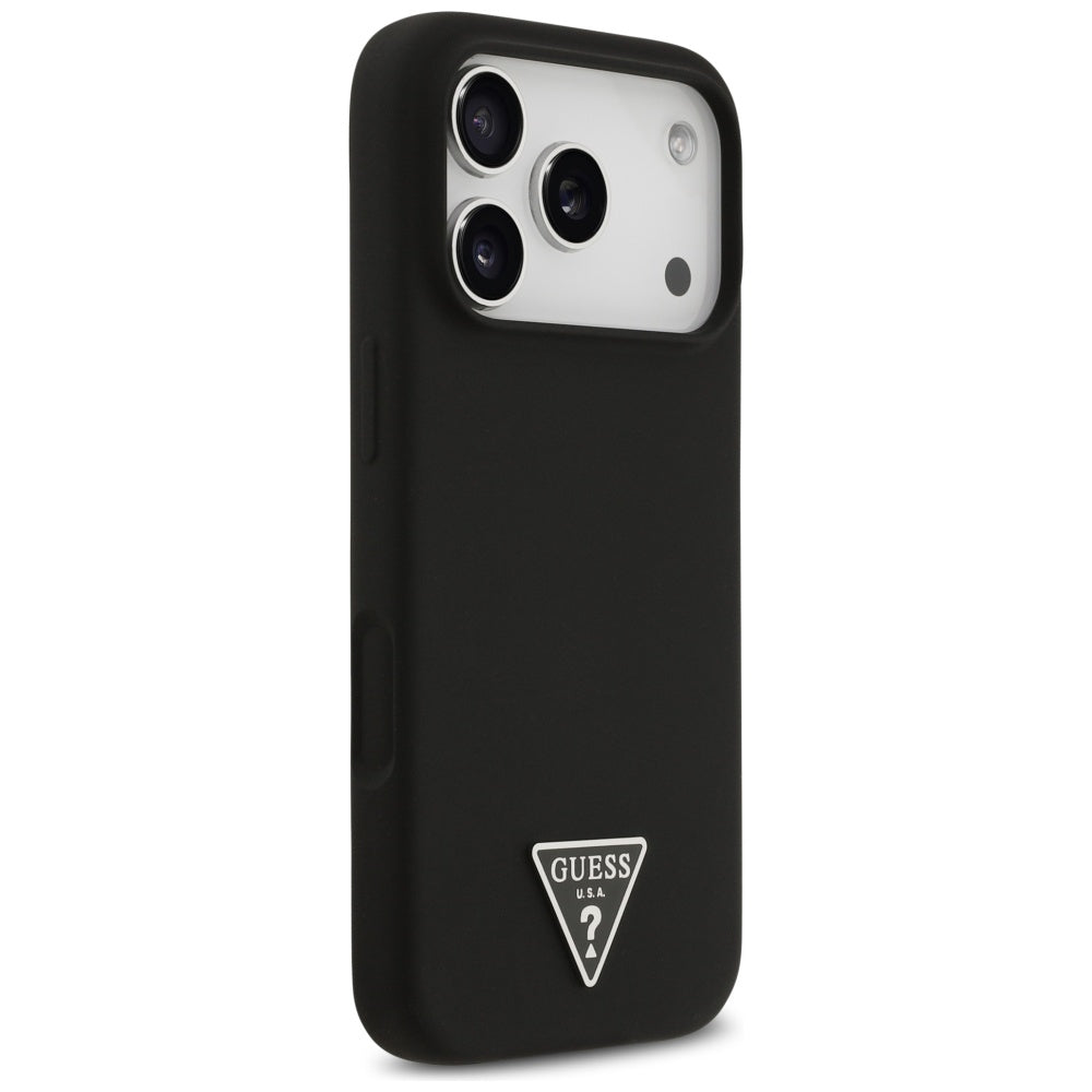 Husa pentru iPhone 17 Pro - Guess Silicone Triangle Logo MagSafe (GUHMP17LSCTRLMK) - Black
