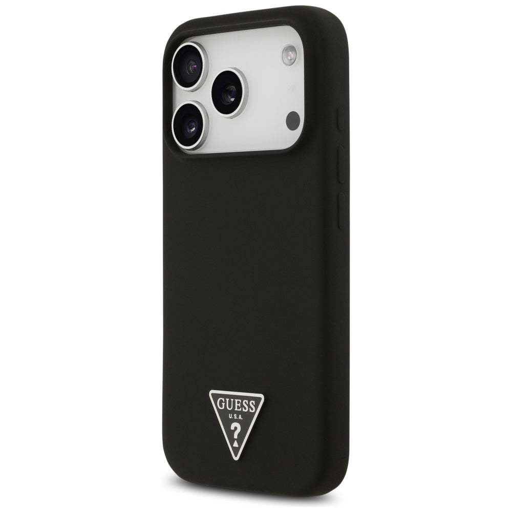 Husa pentru iPhone 17 Pro - Guess Silicone Triangle Logo MagSafe (GUHMP17LSCTRLMK) - Black