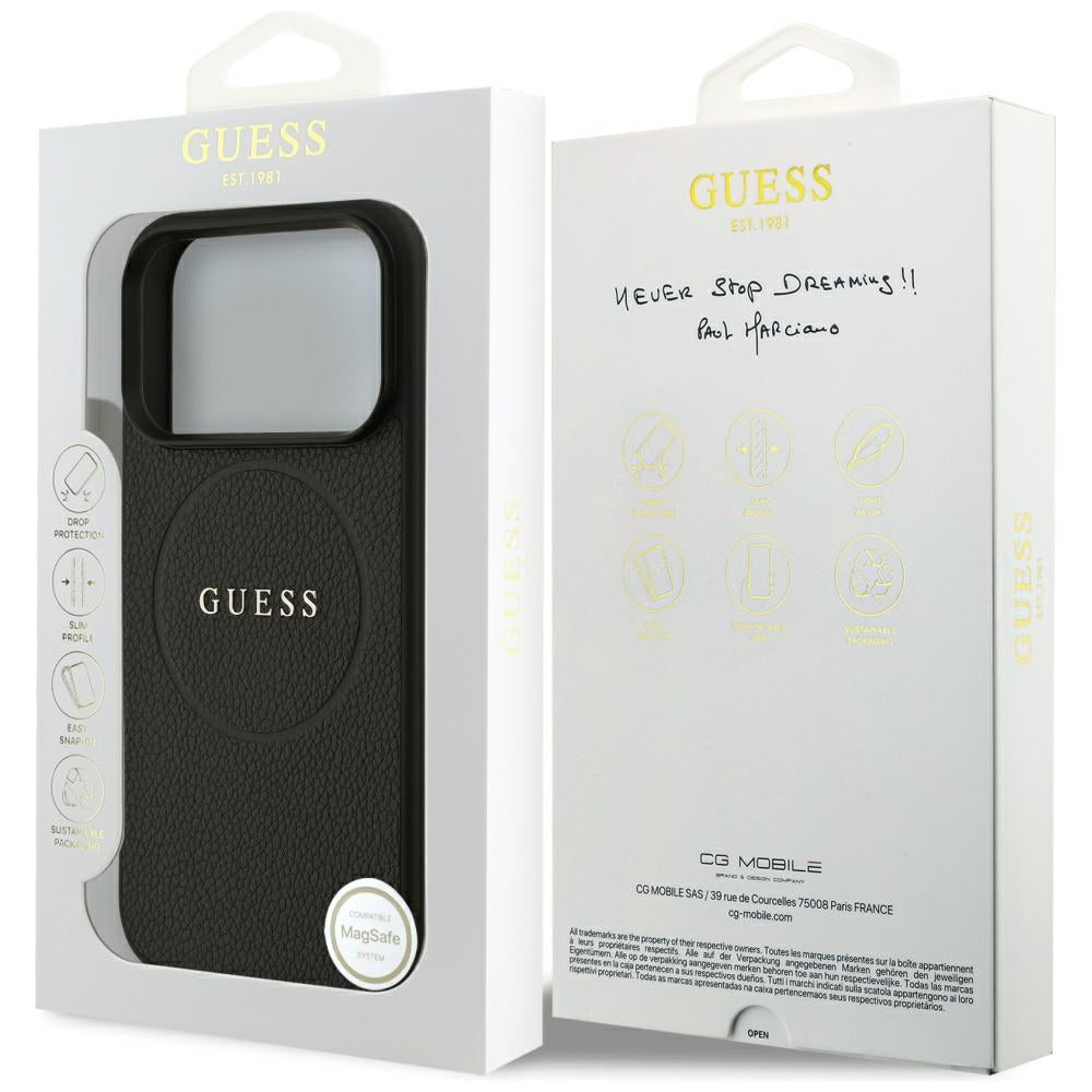 Guess - Grained Gold Ring MagSafe (GUHMP17XPGHSMMK) - iPhone 17 Pro Max - Black