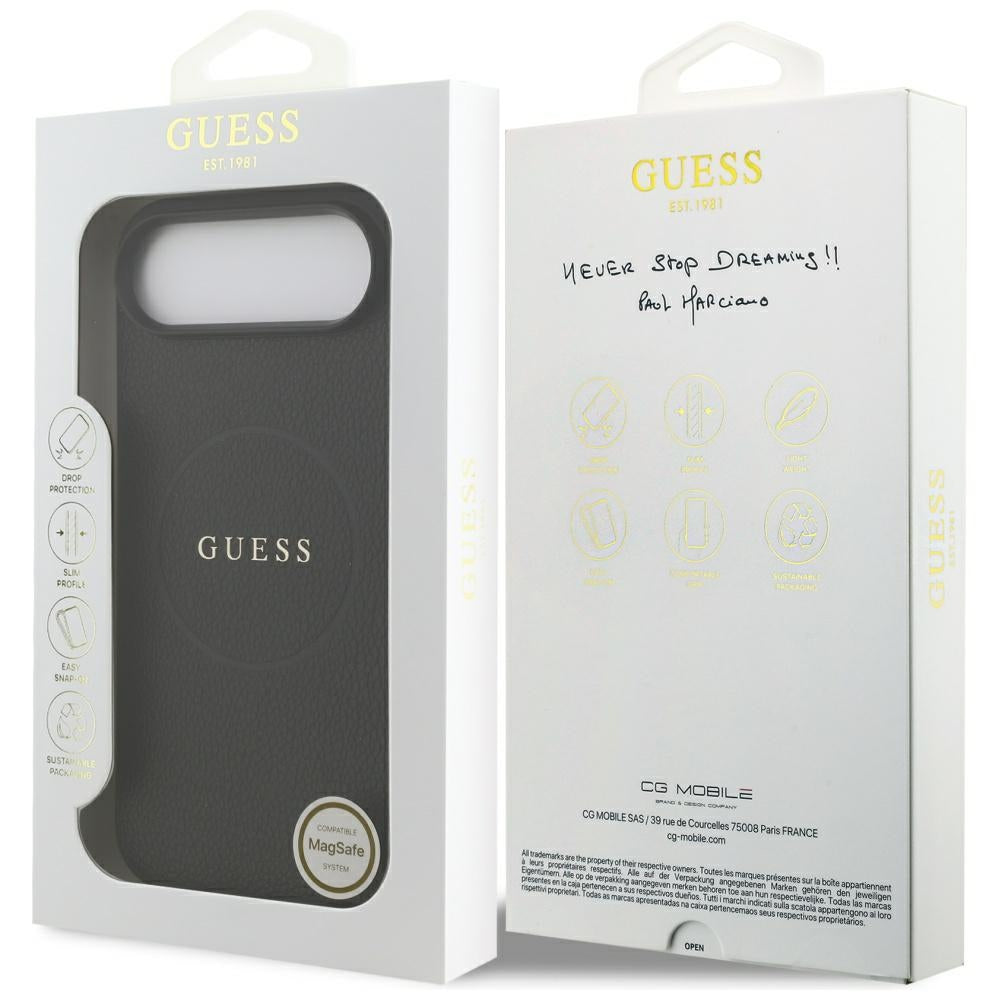 Guess - Grained Gold Ring MagSafe (GUHMP17MPGHSMMK) - iPhone 17 Air - Black