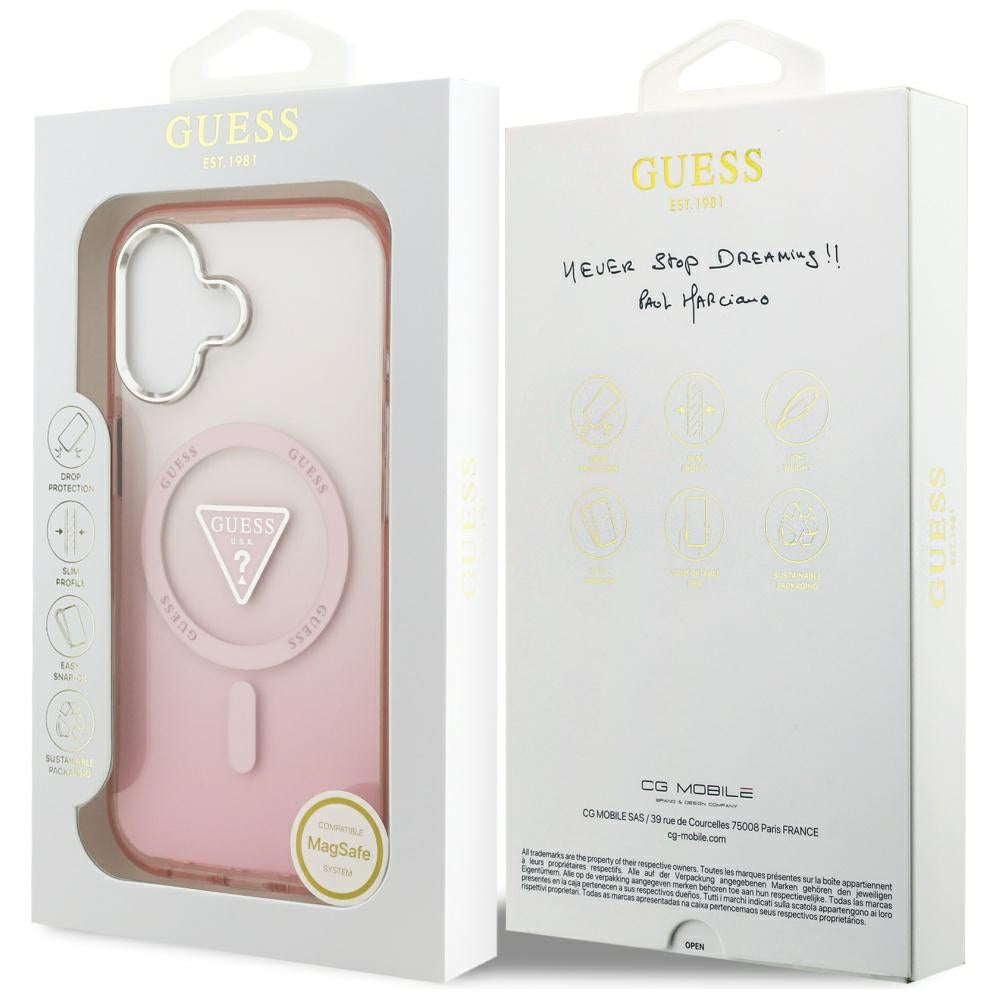 Husa pentru iPhone 17 - Guess IML Gradient Triangle Logo MagSafe (GUHMP17SHGTMLCGP) - Pink