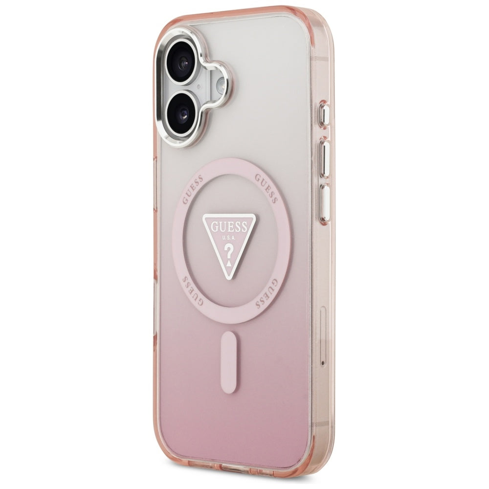 Husa pentru iPhone 17 - Guess IML Gradient Triangle Logo MagSafe (GUHMP17SHGTMLCGP) - Pink