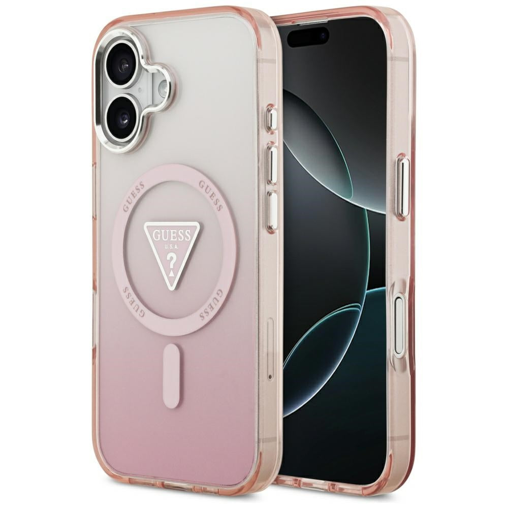Husa pentru iPhone 17 - Guess IML Gradient Triangle Logo MagSafe (GUHMP17SHGTMLCGP) - Pink