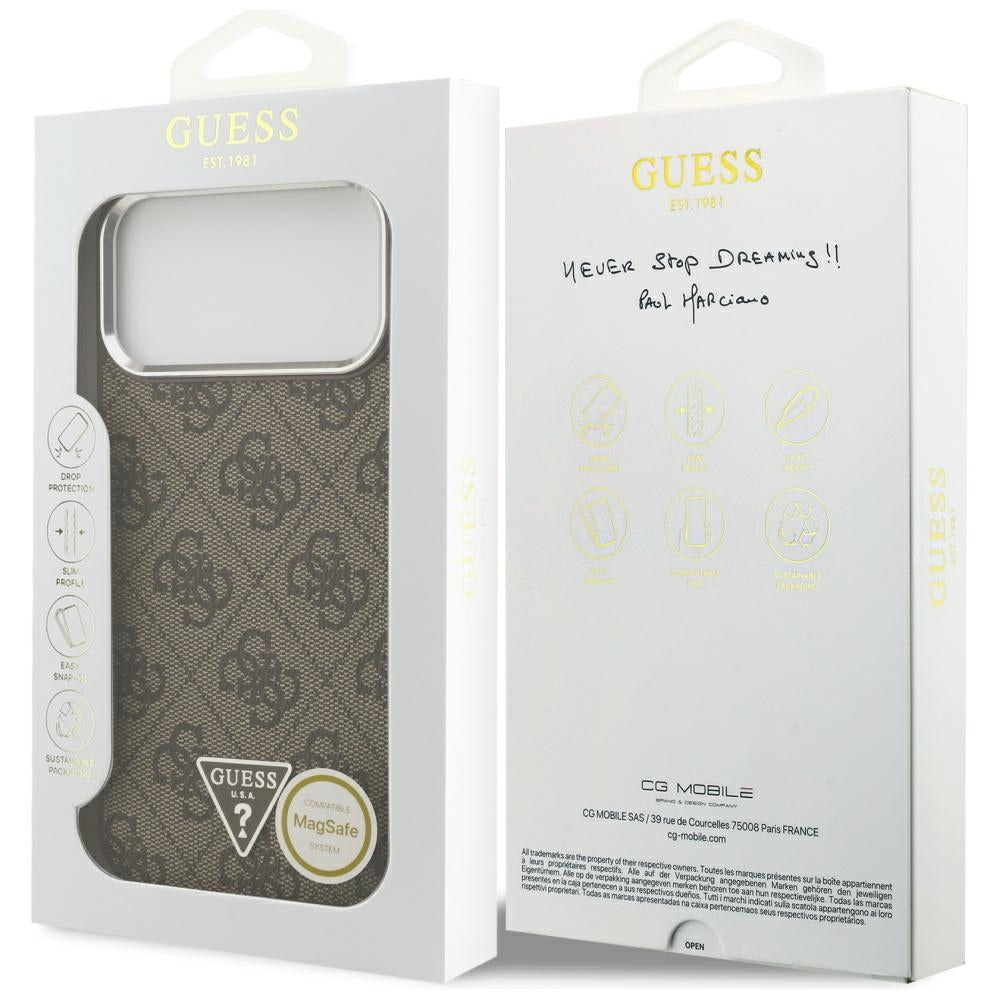 Husa pentru iPhone 17 Pro Max - Guess Hardcase 4G Triangle Logo MagSafe (GUHMP17XP4TSRCMW) - Brown
