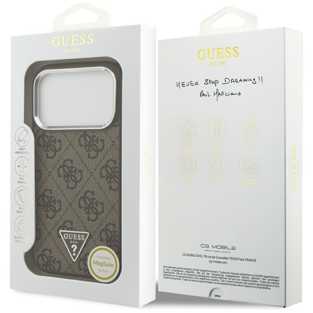 Husa pentru iPhone 17 Pro - Guess Hardcase 4G Triangle Logo MagSafe (GUHMP17LP4TSRCMW) - Brown