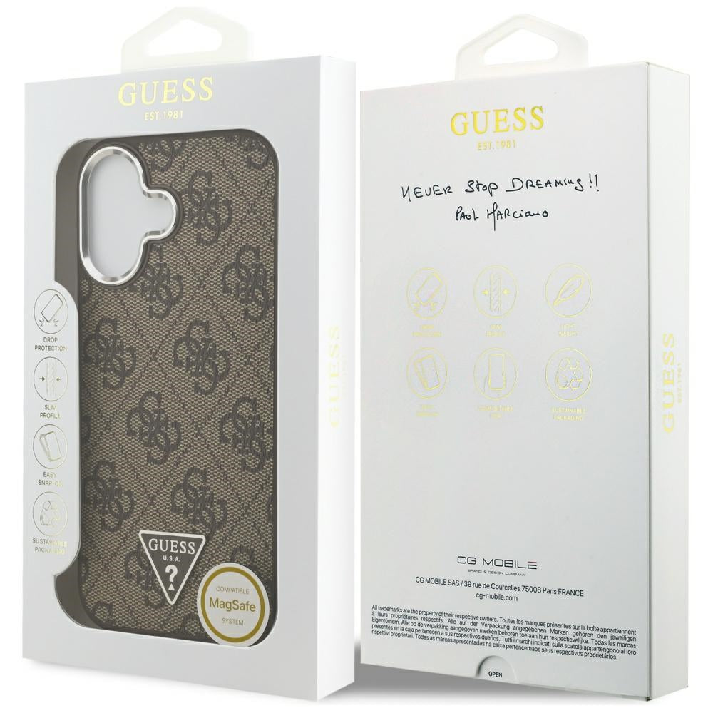 Husa pentru iPhone 17 - Guess Hardcase 4G Triangle Logo MagSafe (GUHMP17SP4TSRCMW) - Brown