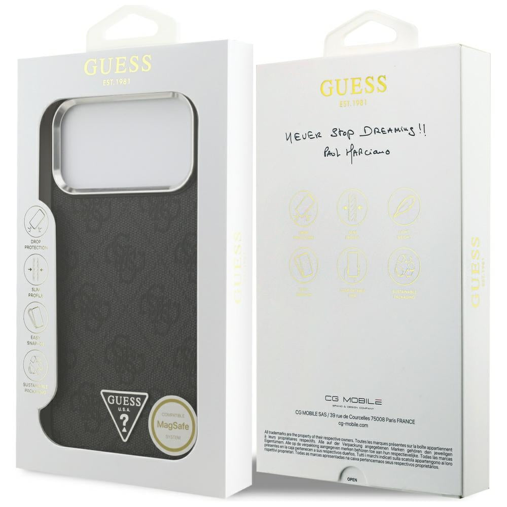 Husa pentru iPhone 17 Pro Max - Guess Hardcase 4G Triangle Logo MagSafe (GUHMP17XP4TSRCMK) - Black