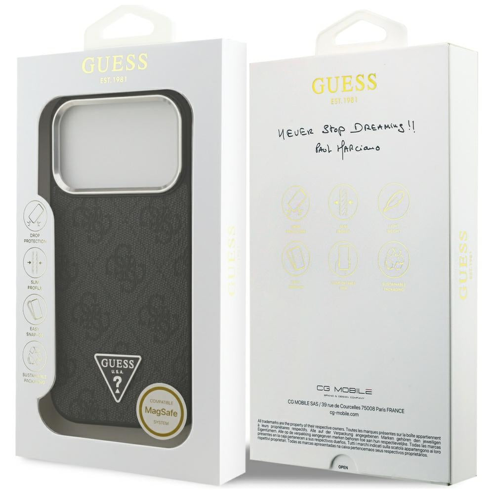 Husa pentru iPhone 17 Pro - Guess Hardcase 4G Triangle Logo MagSafe (GUHMP17LP4TSRCMK) - Black
