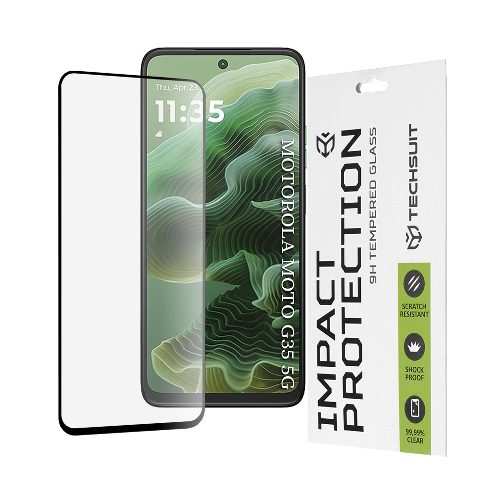 Techsuit - 111D Full Cover / Full Glue Glass - Motorola Moto G35 / G56 - Black