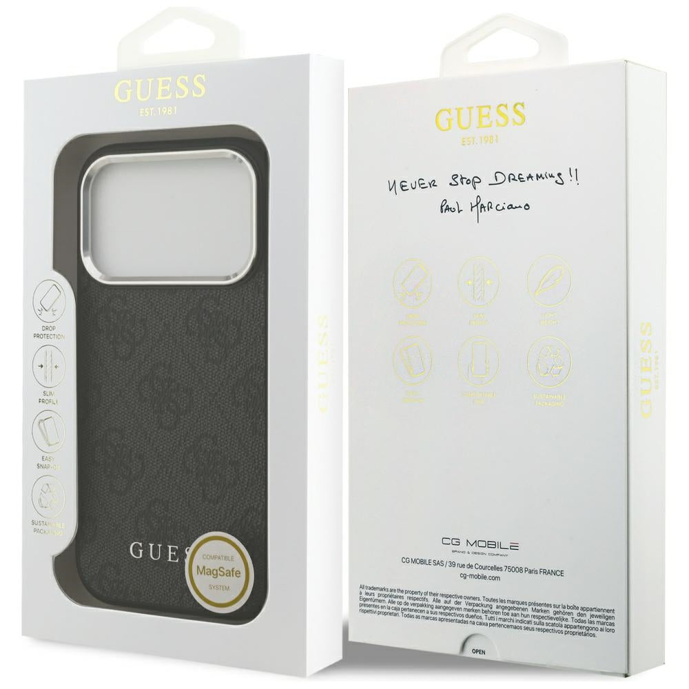 Husa pentru iPhone 17 Pro - Guess Hardcase 4G Classic Logo MagSafe (GUHMP17LP4GSSMCK) - Black