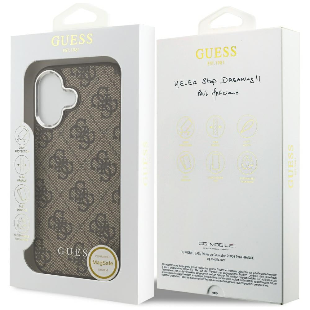 Husa pentru iPhone 17 - Guess Hardcase 4G Classic Logo MagSafe (GUHMP17SP4GSSMCW) - Brown