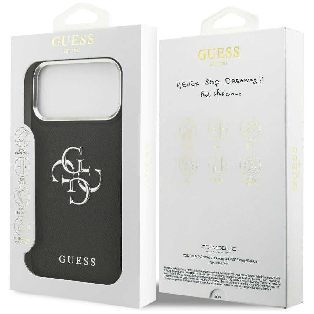 Husa pentru iPhone 17 Pro Max - Guess Hardcase 4G Grained Big and Classic Logo (GUHCP17XPG4SMCEK) - Black