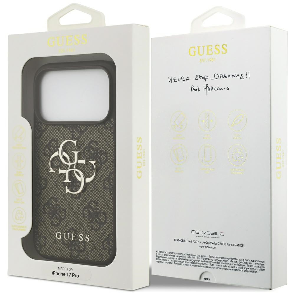 Husa pentru iPhone 17 Pro - Guess Hardcase 4G Big Logo (GUHCP17L4GMGBR) - Brown