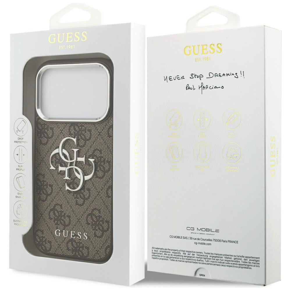 Husa pentru iPhone 17 Pro - Guess Hardcase Big 4G Logo Classic Logo (GUHCP17LP4G4SMCW) - Brown