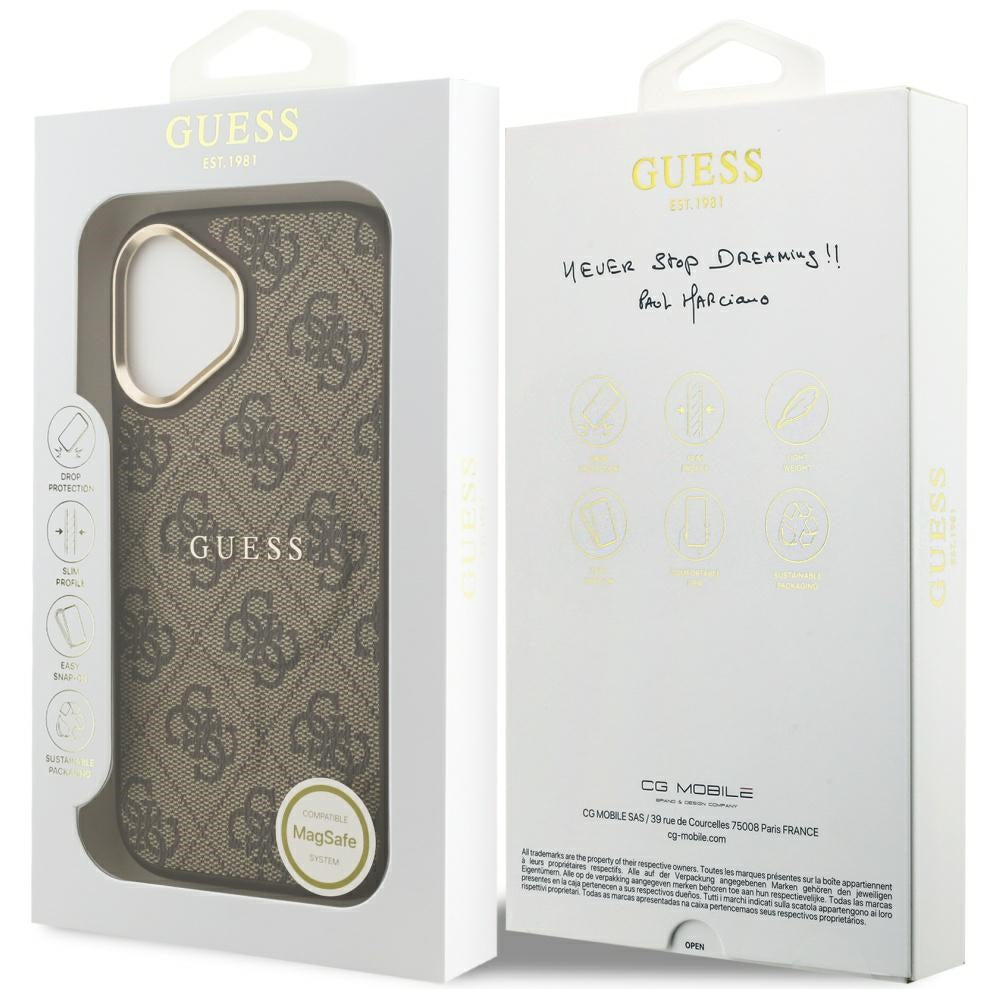 Husa pentru iPhone 17 - Guess Hardcase 4G Classic MagSafe (GUHMP17SP4MSEGCW) - Brown