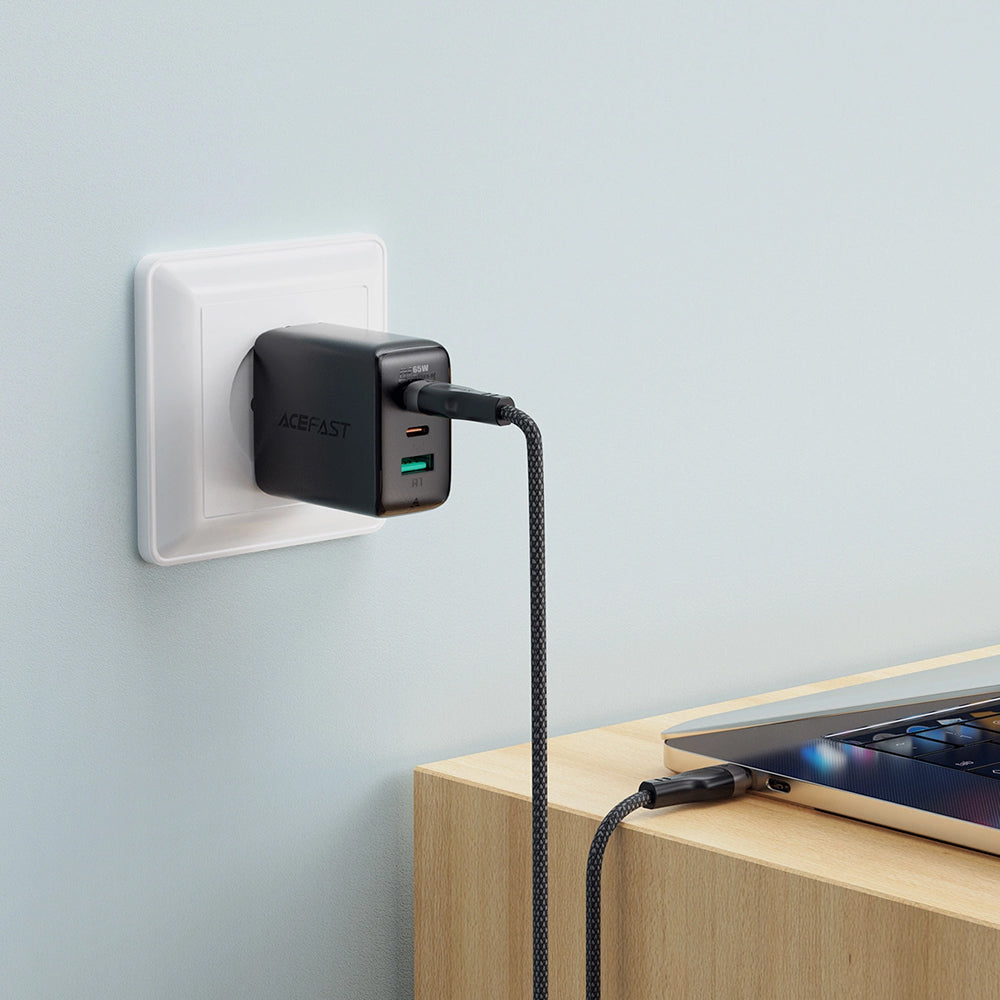 Acefast - Data Cable (C11-03) - Magnetic Winding, Fast Charging, Type-C to Type-C, 60W, 3A, Adjustable Lenght, 1.2m - Bl