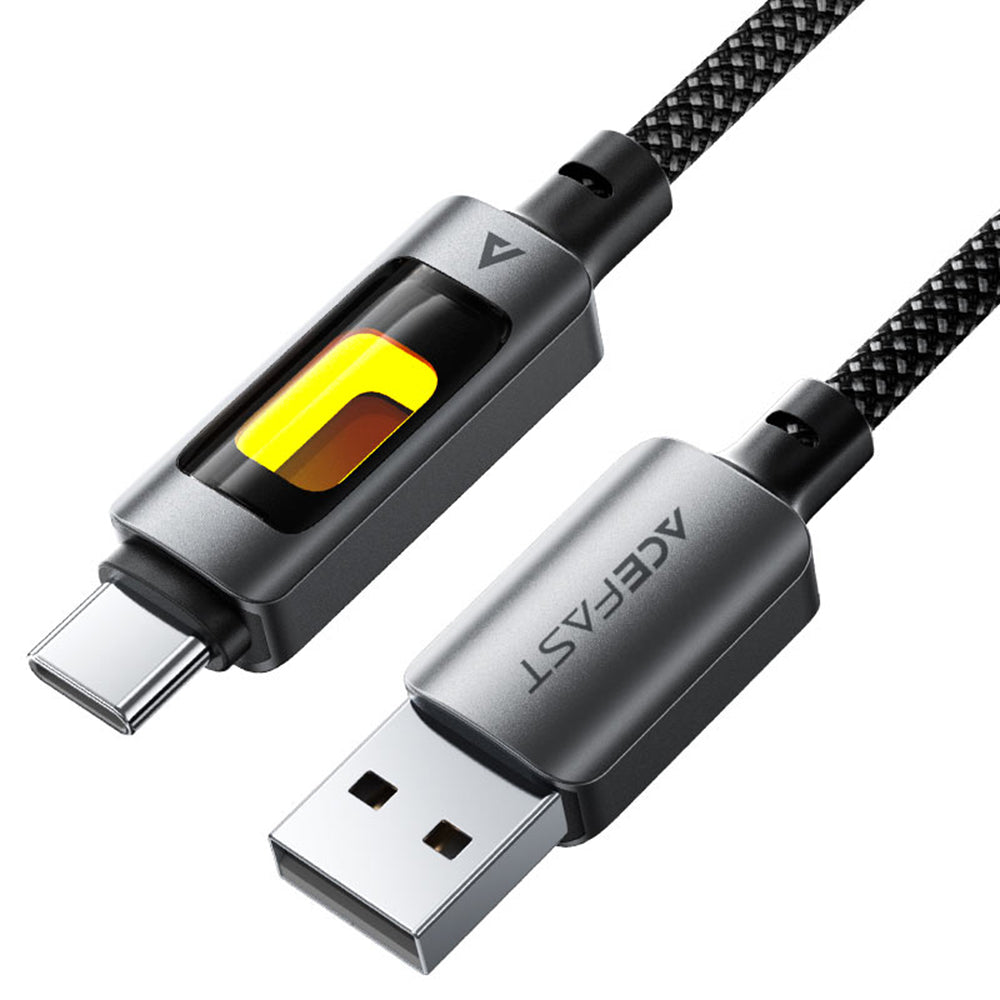 Acefast - Data Cable (C21-04) - Fast Charge, USB to Type-C, 3A, Colorful Gradient Lighting Effect, Nylon Braid, 1.2m - B