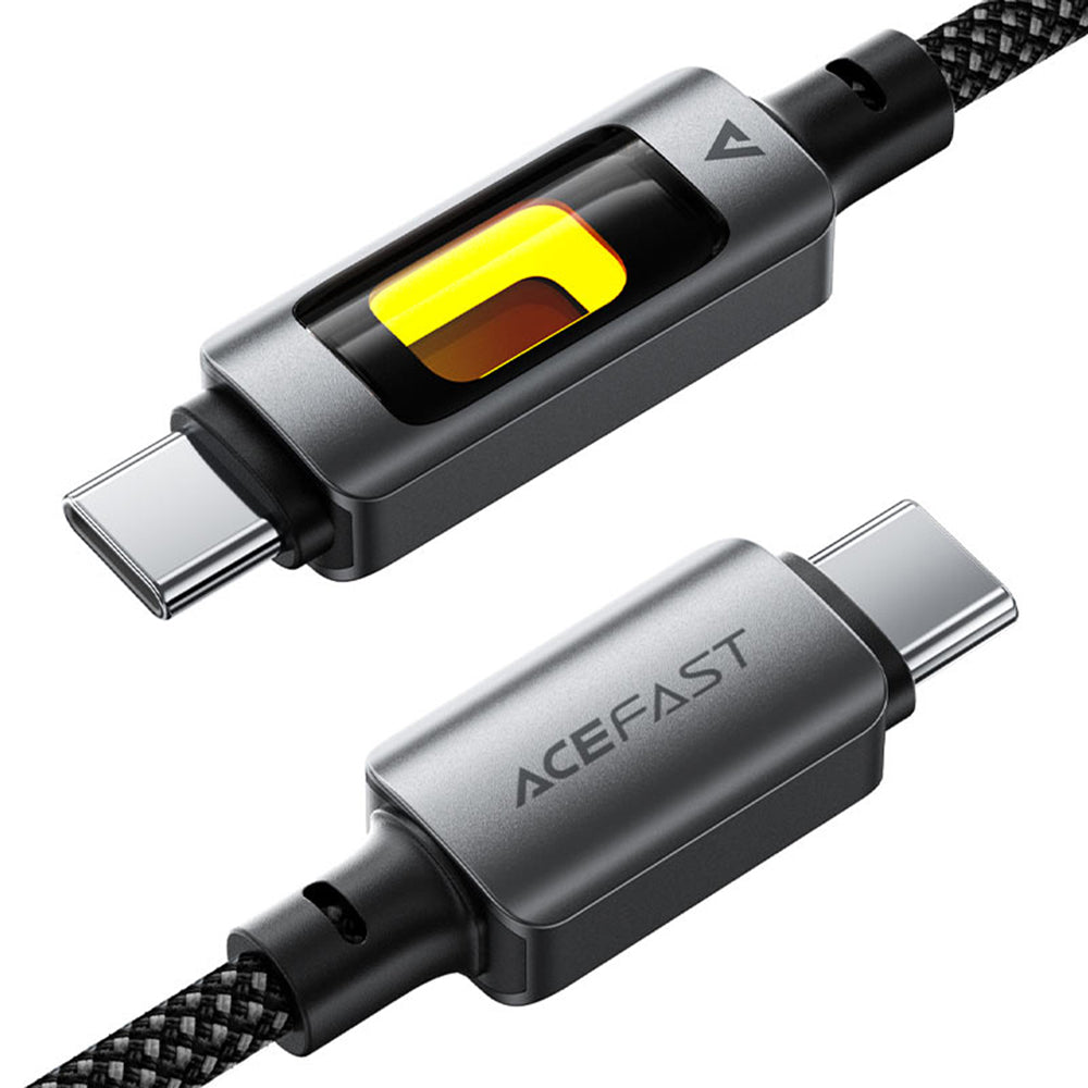 Acefast - Data Cable (C21-03) - Fast Charge, Type-C to Type-C, 60W, 3A, Colorful Gradient Lighting Effect, 1.2m - Black