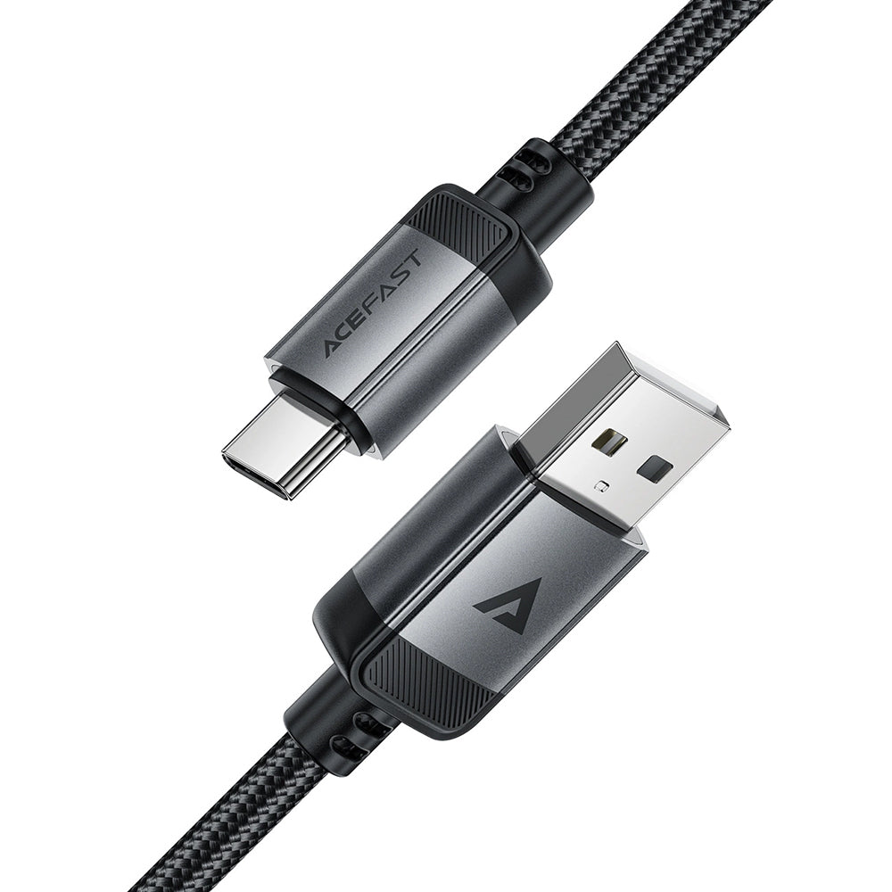 Acefast - Data Cable (C20-04) - USB to Type-C, 3A, Fast Charging, Bend-Resistant, Nylon Braid, 1.2m - Black