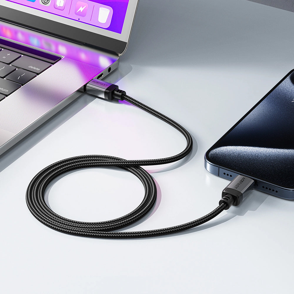 Acefast - Data Cable (C20-03) - USB-C to Type-C, 60W, 3A, Fast Charging, Bend-Resistant, Nylon Braid, 1.2m - Black