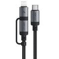Acefast - Data Cable (C20-01) - USB-C to Type-C, Lightning, 60W, Fast Charging, Bend-Resistant, MFi Certified, 1.2m - Bl