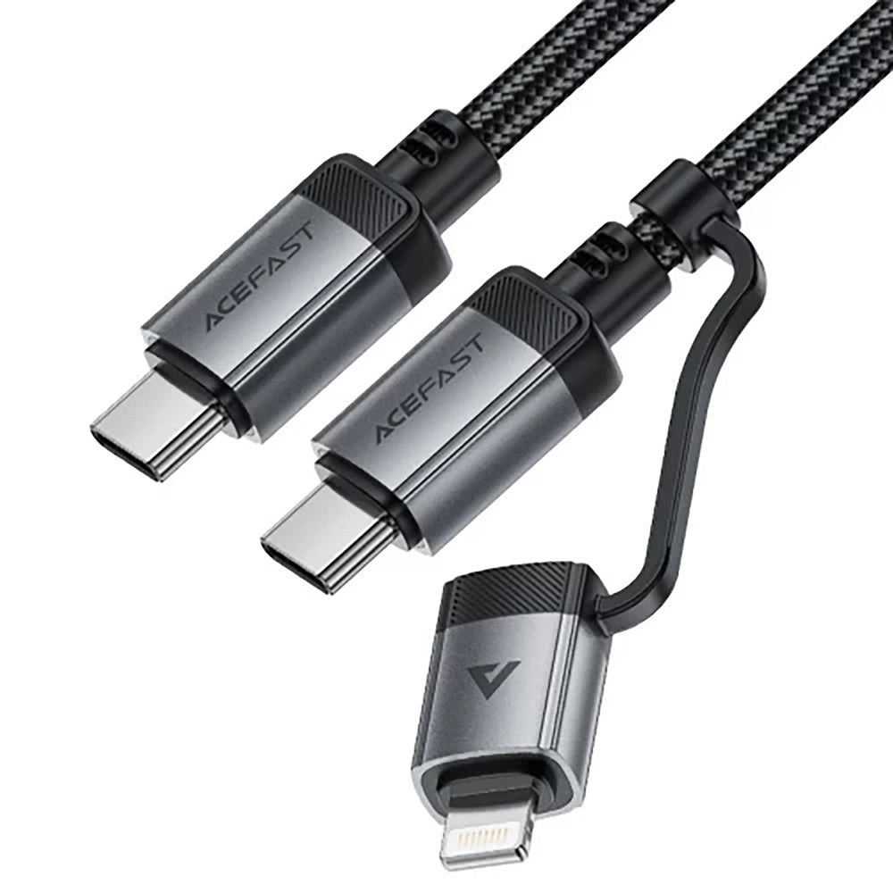 Acefast - Data Cable (C20-01) - USB-C to Type-C, Lightning, 60W, Fast Charging, Bend-Resistant, MFi Certified, 1.2m - Bl