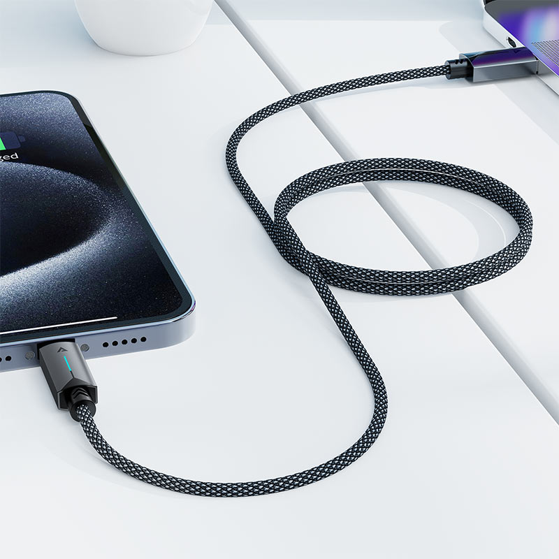 Acefast - Data Cable (C19-04) - USB to Type-C, Fast Charging, 3A, Bend-Resistant, Nylon Braid, 1.2m - Black