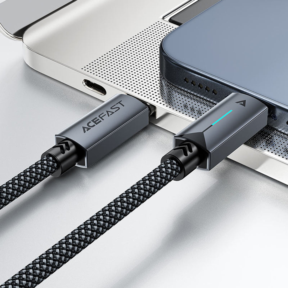 Acefast - Data Cable (C19-03) - Type-C to Type-C, Fast Charging, 60W, 3A, Bend-Resistant, Nylon Braid, 1.2m - Black