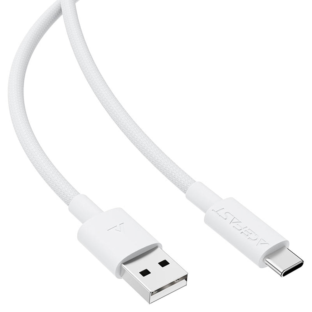 Acefast - Data Cable (C18-04) - USB to Type-C, Fast Charging, 3A, Bend-Resistant, Nylon Braid, 1.2m - White