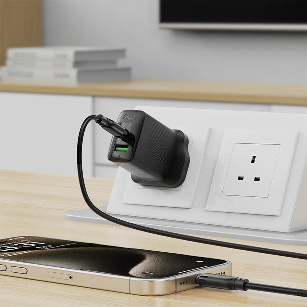 Acefast - Data Cable (C16-03) - Fast Charging, Type-C to Type-C, 60W, 3A, Bend-Resistant, 1.2m - Black