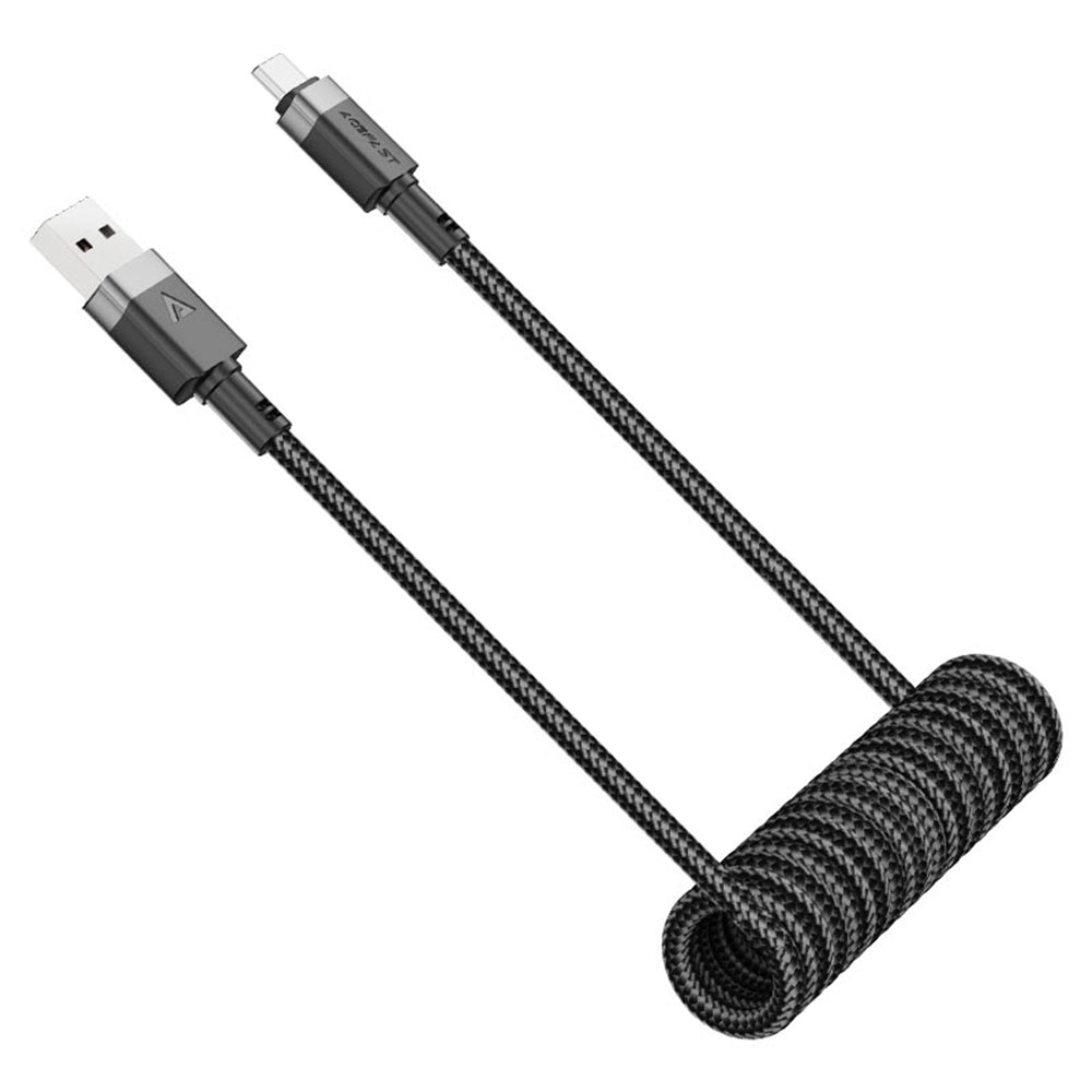 Acefast - Data Cable (C14-04) - Fast Charging, USB to Type-C, Spring Design, 3A, Bend-Resistant, 1.2m - Black