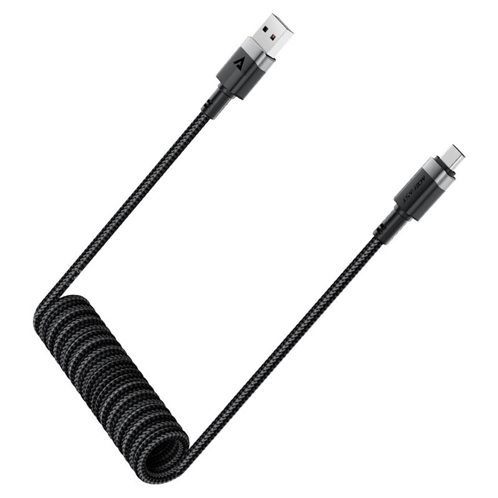 Acefast - Data Cable (C14-04) - Fast Charging, USB to Type-C, Spring Design, 3A, Bend-Resistant, 1.2m - Black