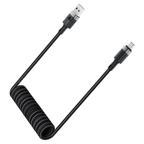 Acefast - Data Cable (C14-04) - Fast Charging, USB to Type-C, Spring Design, 3A, Bend-Resistant, 1.2m - Black