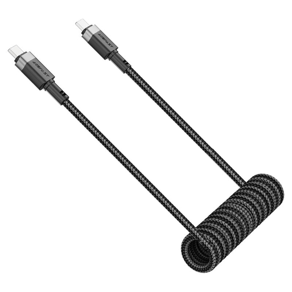 Acefast - Data Cable (C14-03) - Fast Charging, Type-C to Type-C, Spring Design, 60W, 3A, Bend-Resistant, 1.2m - Black
