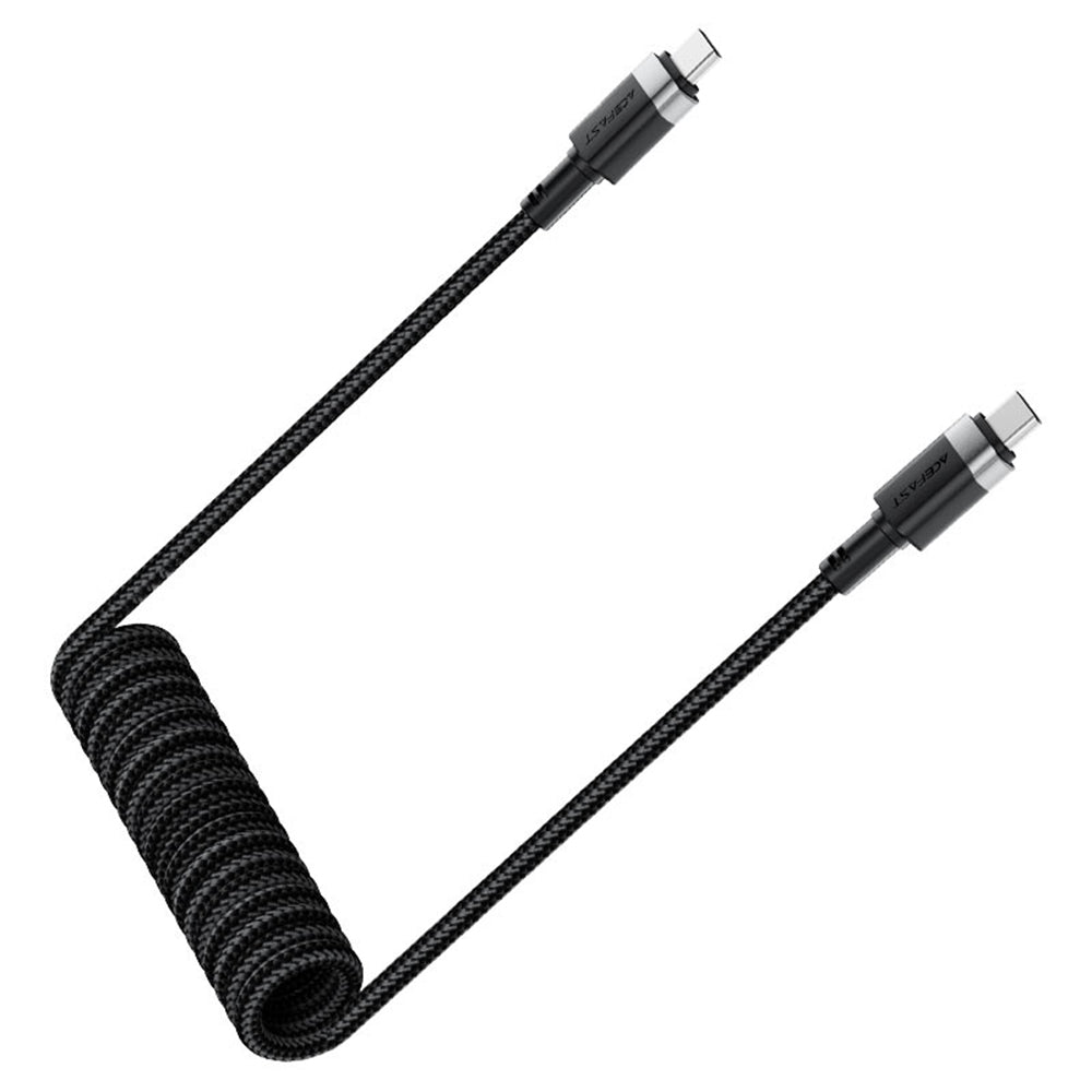 Acefast - Data Cable (C14-03) - Fast Charging, Type-C to Type-C, Spring Design, 60W, 3A, Bend-Resistant, 1.2m - Black