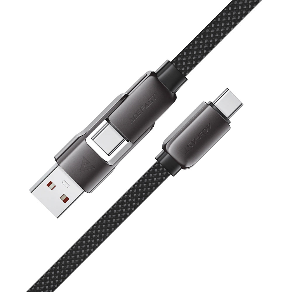 Acefast - Data Cable (C13-04) - Fast Charge, Type-C to USB, Type-C, 60W, 3A, Bend-Resistant, Zinc Alloy, 1.2m - Black