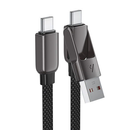 Acefast - Data Cable (C13-04) - Fast Charge, Type-C to USB, Type-C, 60W, 3A, Bend-Resistant, Zinc Alloy, 1.2m - Black