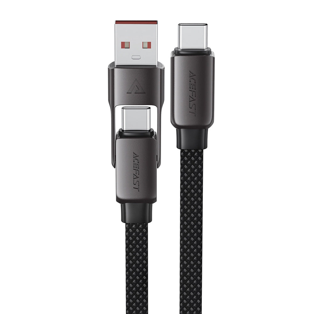 Acefast - Data Cable (C13-05) - Fast Charge, Type-C to USB, Type-C, 60W, 3A, Bend-Resistant, Short Design, 0.2m - Black