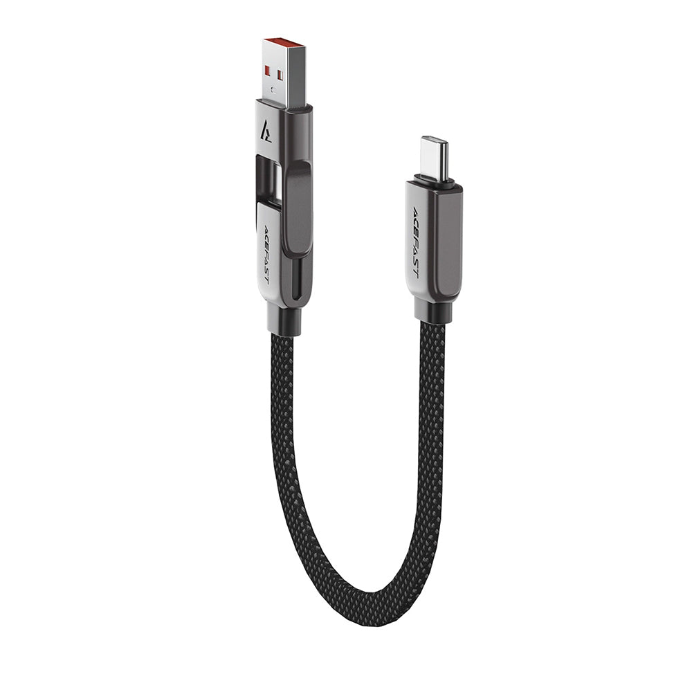 Acefast - Data Cable (C13-05) - Fast Charge, Type-C to USB, Type-C, 60W, 3A, Bend-Resistant, Short Design, 0.2m - Black
