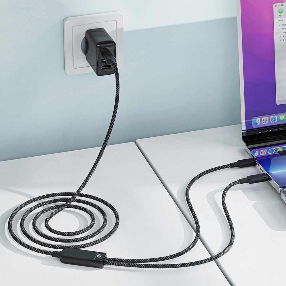 Acefast - Data Cable (C5-11) - Fast Charging, USB-C to 2x Type-C, 2in1, 100W, 20V/5A, 480Mb/s, 1.2m - Black