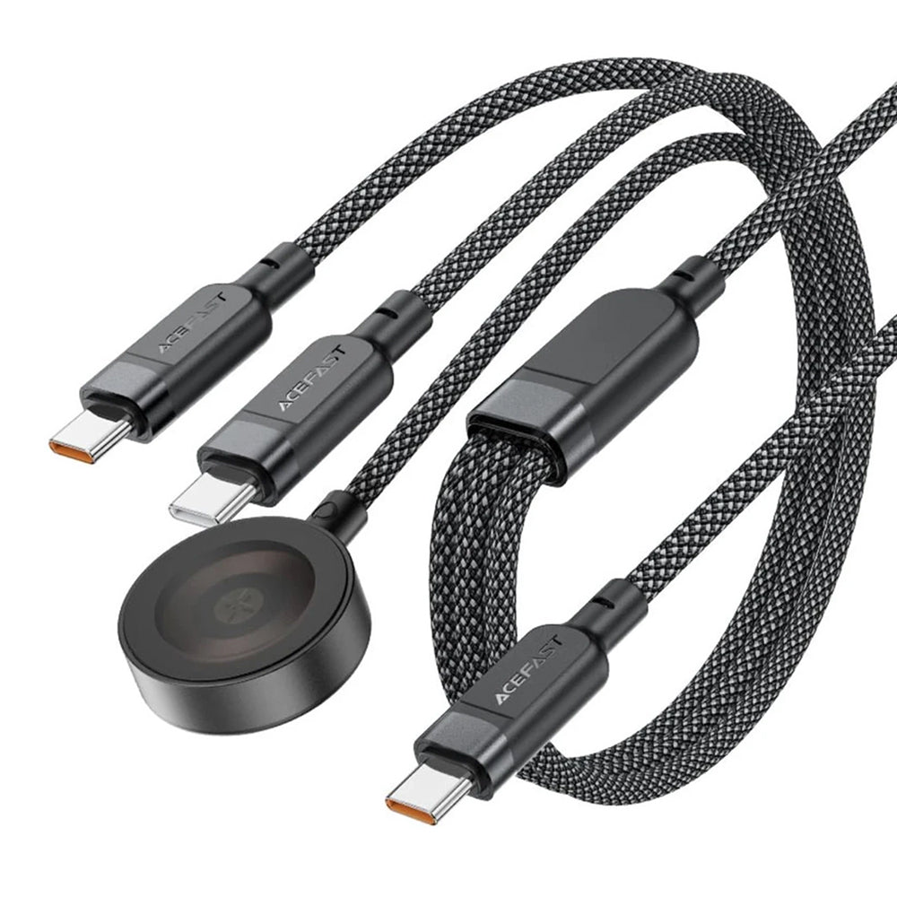 Acefast - Data Cable (C6-11) - Fast Charging, 2x Type-C, Wireless Charger to USB-C, 3in1, 100W, 5A, 5W, 480Mb/s, 1.2m - 
