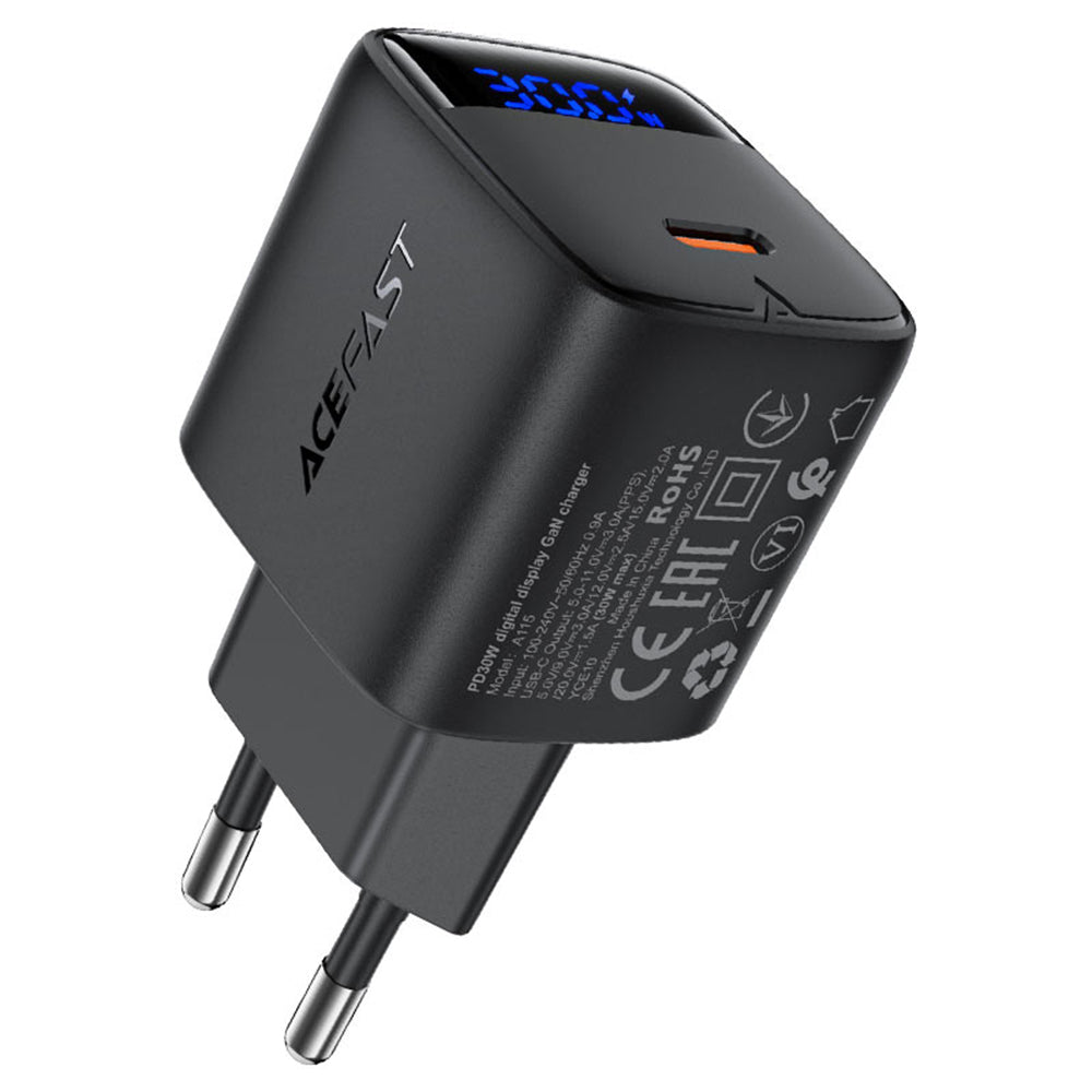 Incarcator Acefast (A115), Type-C, 30W, Fast Charging, Negru