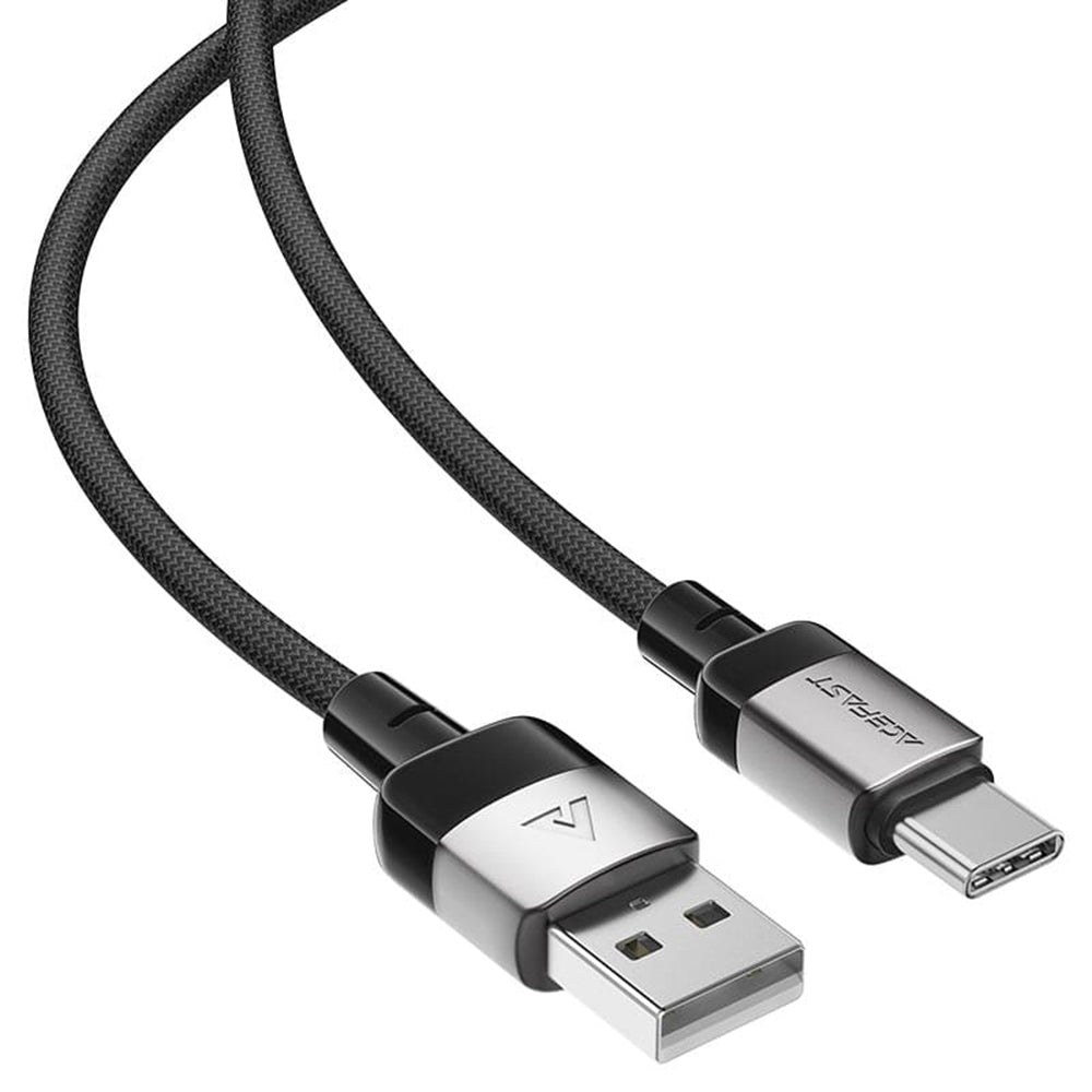Acefast - Data Cable (C9-04) - USB to Type-C, Fast Charging, 3A, Braided Nylon, 25.000 Bends, 1.2m - Black