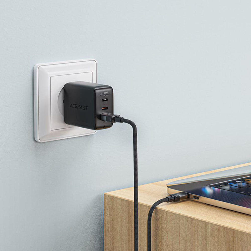 Acefast - Data Cable (C9-04) - USB to Type-C, Fast Charging, 3A, Braided Nylon, 25.000 Bends, 1.2m - Black