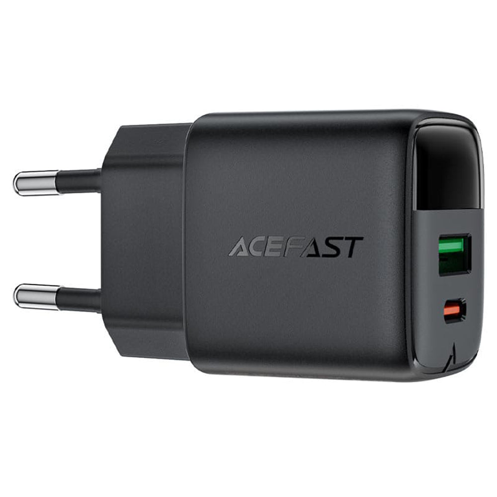 Acefast - Wall Charger (A114) - with Digital Display, Fast Charging, GaN, USB, Type-C, PD25W, 5V/3A - Black