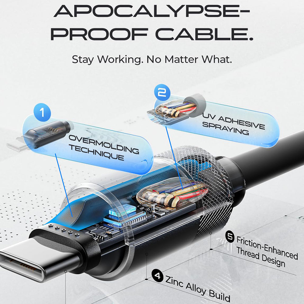 Lisen - Data Cable L115 (YL0125040001) - Type-C to Type-C, Fast Charging, 100W, 480Mbps, Aluminum Alloy, Silicone, 3m - 