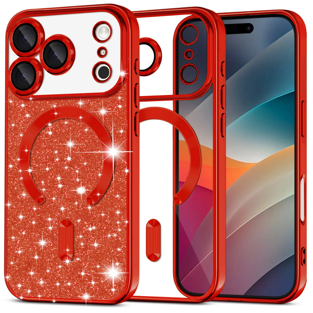 Techsuit - Luxury Glitter MagSafe - iPhone 17 Pro Max - Red